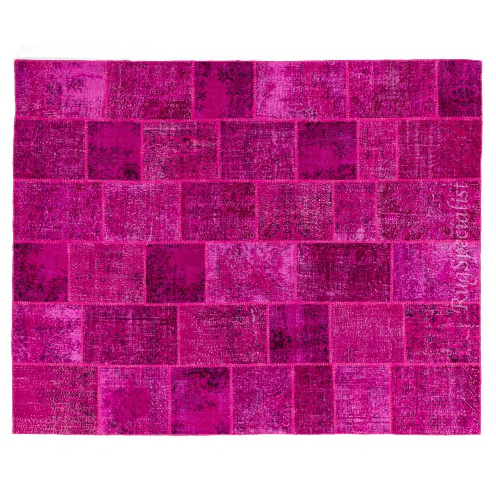 Handmade Patchwork Rug Made from Over-Dyed Vintage Carpets, CUSTOM OPTIONS Av.