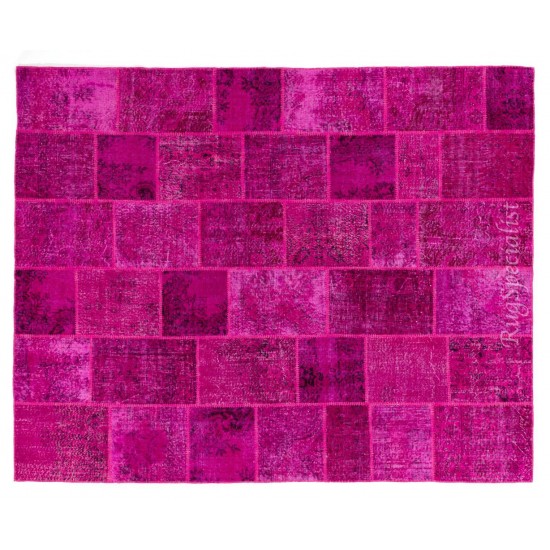 Handmade Patchwork Rug Made from Over-Dyed Vintage Carpets, CUSTOM OPTIONS Av.