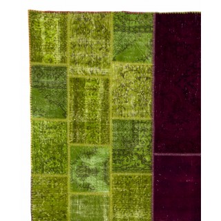 Colorful Turkish Overdyed Patchwork Rug | Hand-Knotted Eclectic Style Wool Area Rug for Modern Living Room Colorful Turkish Overdyed Patchwork Rug | Hand-Knotted Eclectic Style Wool Area Rug for Modern Living Room