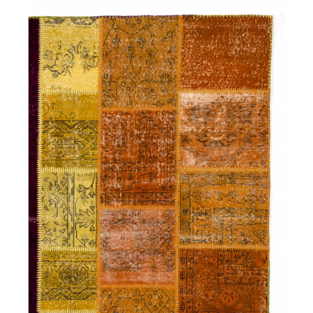 Colorful Turkish Overdyed Patchwork Rug | Hand-Knotted Eclectic Style Wool Area Rug for Modern Living Room