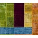 Colorful Handmade Contemporary Turkish Patchwork Rug. Bright Colors Home & Office Decor Carpet. Bohemian Style Floor Covering