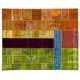 Colorful Handmade Contemporary Turkish Patchwork Rug. Bright Colors Home & Office Decor Carpet. Bohemian Style Floor Covering