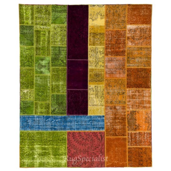 Colorful Handmade Contemporary Turkish Patchwork Rug. Bright Colors Home & Office Decor Carpet. Bohemian Style Floor Covering