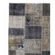 Contemporary Gray, Blue and Beige Patchwork Rug | Hand-Knotted Turkish Overdyed Wool Carpet