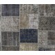 Modern Patchwork Rug in Gray & Navy Blue, Handmade Turkish Carpet, Made to order, Customizable