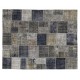 Modern Patchwork Rug in Gray & Navy Blue, Handmade Turkish Carpet, Made to order, Customizable