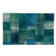 Contemporary Hand Knotted Patchwork Rug in Shades of Teal, Blue, Aqua Blue and Turquoise, Handmade Turkish Carpet, Floor Covering