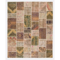 Modern Central Anatolian Handmade Patchwork Rug, Vintage Hand Knotted Oushak Carpet. Home Decor Area Rug