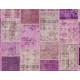 Handmade Patchwork Rug in Shades of Pink & Purple, Modern Turkish Carpet, Woolen Floor Covering