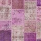 Hand-Knotted Pink and Purple Patchwork Rug for Living Room, Bedroom and Dining Room | Contemporary Overdyed Turkish Wool Carpet