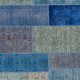 Hand-Knotted Blue Patchwork Rug for Living Room, Bedroom and Dining Room | Contemporary Overdyed Turkish Wool Carpet