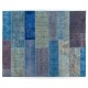 Shades of Blue Central Anatolian Handmade Patchwork Rug, Contemporary Wool Carpet