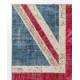 Union Jack British Flag Design Patchwork Rug | Vintage Hand-Knotted United Kingdom Flag Pattern Blue Carpet Union Jack British Flag Design Patchwork Rug | Vintage Hand-Knotted United Kingdom Flag Pattern Blue Carpet