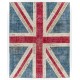 Union Jack British Flag Design Rug. Contemporary Handmade Patchwork Area Rug in Blue, Red and Cream. United Kingdom Carpet