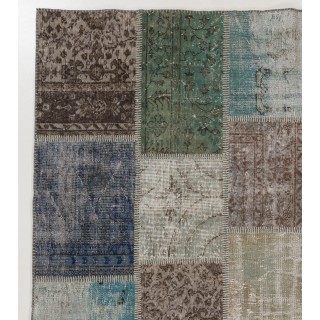 Contemporary Patchwork Rug | Multicolor Handmade Turkish Carpet for Kitchen, Bedroom and Living Room Decor