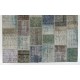 Distressed Look Modern Patchwork Rug. Colorful Handmade Turkish Carpet for Kitchen, Bedroom and Living Room Deco