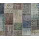 Distressed Look Modern Patchwork Rug. Colorful Handmade Turkish Carpet for Kitchen, Bedroom and Living Room Deco