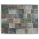 Distressed Look Modern Patchwork Rug. Colorful Handmade Turkish Carpet for Kitchen, Bedroom and Living Room Deco