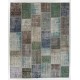 Distressed Look Modern Patchwork Rug. Colorful Handmade Turkish Carpet for Kitchen, Bedroom and Living Room Deco