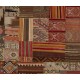 Handmade Turkish Patchwork Kilim Rug. Geometric & Striped Patterned Carpet (Flat-Weave)