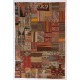 Handmade Turkish Patchwork Kilim Rug. Geometric & Striped Patterned Carpet (Flat-Weave)
