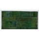 Green Color Handmade Patchwork Rug Made from Over-Dyed Vintage Carpets Green Color Handmade Patchwork Rug Made from Over-Dyed Vintage Carpets