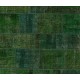 Modern Turkish Patchwork Rug in Shades of Green. Handmade from Re-Dyed Vintage Carpets