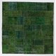 Green Color Handmade Patchwork Rug Made from Over-Dyed Vintage Carpets