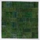 Green Color Handmade Patchwork Rug Made from Over-Dyed Vintage Carpets Green Color Handmade Patchwork Rug Made from Over-Dyed Vintage Carpets
