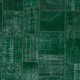 Hand-Knotted Green Patchwork Rug | Contemporary Overdyed Turkish Wool Carpet for Living Room, Bedroom and Dining Room