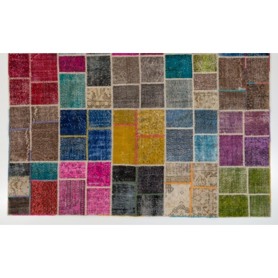 Handmade Modern Turkish Colorful Patchwork Rug. Home Decor Carpet. Bohemian Style Floor Covering