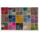 Colorful Handmade Patchwork Rug. Modern Bohemian Eclectic Turkish Wool Carpet