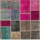 Colorful Handmade Patchwork Rug. Modern Bohemian Eclectic Turkish Wool Carpet