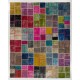 Colorful Handmade Patchwork Rug. Modern Bohemian Eclectic Turkish Wool Carpet