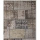 Distressed Vintage Gray Wool Patchwork Rug | Hand-Knotted Turkish Carpet for Living Room and Bedroom