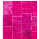 Hot Pink Patchwork Rug for Living Room, Bedroom and Dining Room | Contemporary Overdyed Handmade Turkish Wool Carpet Hot Pink Patchwork Rug for Living Room, Bedroom and Dining Room | Contemporary Overdyed Handmade Turkish Wool Carpet