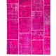 Hot Pink Patchwork Rug for Living Room, Bedroom and Dining Room | Contemporary Overdyed Handmade Turkish Wool Carpet Hot Pink Patchwork Rug for Living Room, Bedroom and Dining Room | Contemporary Overdyed Handmade Turkish Wool Carpet