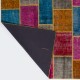 Hand-Knotted Multicolored Overdyed Patchwork Rug | Contemporary Turkish Wool Carpet