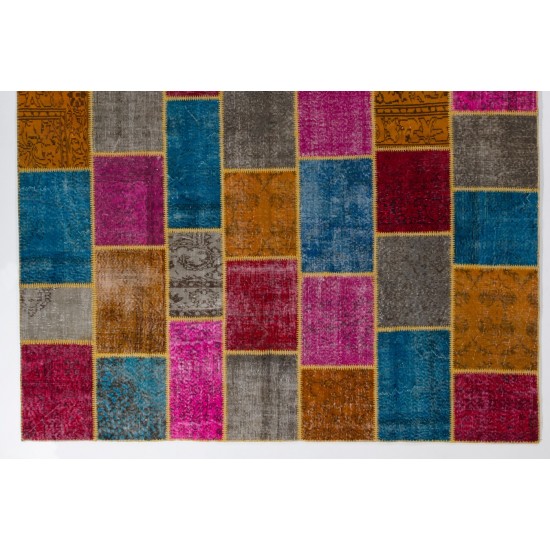 Handmade Patchwork Rug Made from Over-Dyed Vintage Carpets, CUSTOM OPTIONS Av. Handmade Patchwork Rug Made from Over-Dyed Vintage Carpets, CUSTOM OPTIONS Av.