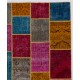 Hand-Knotted Multicolored Overdyed Patchwork Rug | Contemporary Turkish Wool Carpet