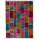 Vivid Colorful Handmade Contemporary Turkish Patchwork Rug. Bright Colors Home Decor Carpet with Bohemian Style