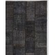 Hand-Knotted Dark Gray Patchwork Rug | Modern Overdyed Turkish Wool Carpet for Living Room, Dining Room and Bedroom Hand-Knotted Dark Gray Patchwork Rug | Modern Overdyed Turkish Wool Carpet for Living Room, Dining Room and Bedroom