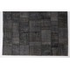 Contemporary Handmade Patchwork Rug in Shades of Black and Gray, Modern Turkish Carpet, Woolen Floor Covering