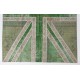 Union Jack British Flag Design Rug. Handmade Patchwork Rug in Light Green and Beige. United Kingdom Carpet for Modern Home & Office