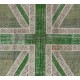 Union Jack British Flag Design Rug. Handmade Patchwork Rug in Light Green and Beige. United Kingdom Carpet for Modern Home & Office