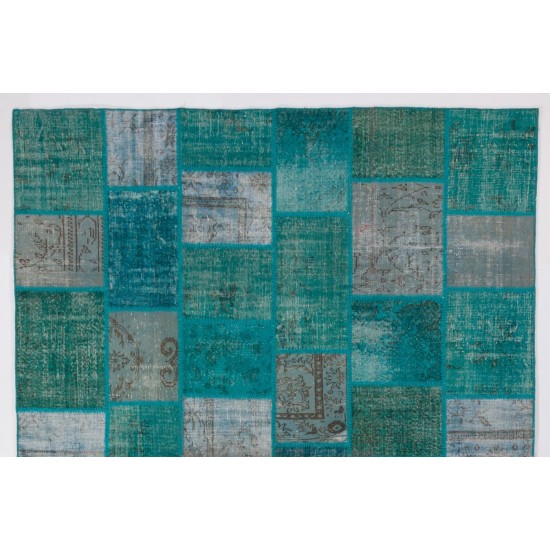 Handmade Patchwork Rug Made from Over-Dyed Vintage Carpets, CUSTOM OPTIONS Av.