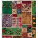 Colorful Vintage Patchwork Rug | Hand-Knotted Green, Red and Pink Turkish Carpet for Modern Living Room Colorful Vintage Patchwork Rug | Hand-Knotted Green, Red and Pink Turkish Carpet for Modern Living Room