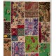 Colorful Vintage Patchwork Rug | Hand-Knotted Green, Red and Pink Turkish Carpet for Modern Living Room Colorful Vintage Patchwork Rug | Hand-Knotted Green, Red and Pink Turkish Carpet for Modern Living Room