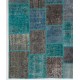 Hand-Knotted Teal Blue and Gray Patchwork Rug for Living Room, Bedroom and Dining Room | Contemporary Overdyed Turkish Wool Carpet Hand-Knotted Teal Blue and Gray Patchwork Rug for Living Room, Bedroom and Dining Room | Contemporary Overdyed Turkish Wool Carpet