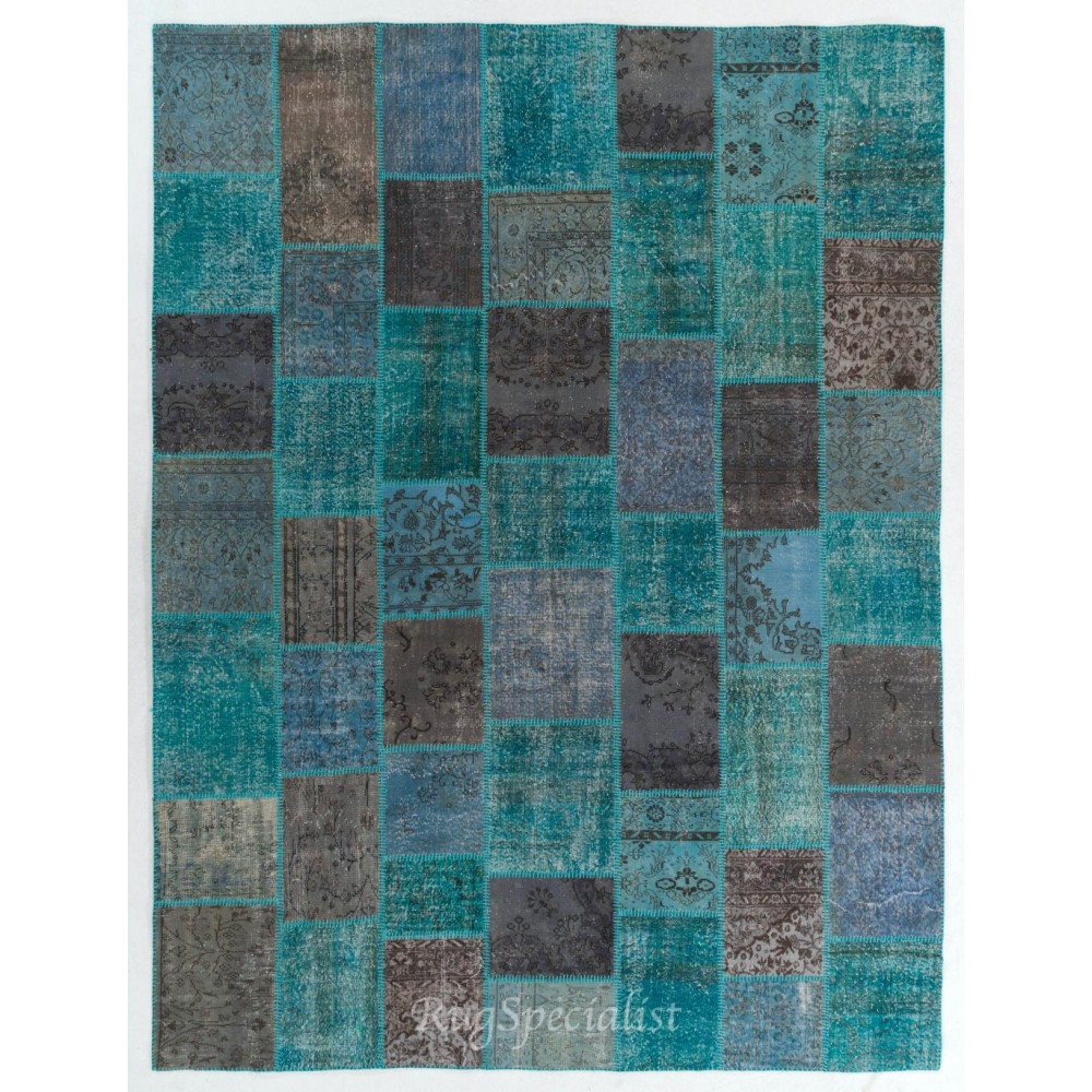 Handmade Patchwork Rug Made from Over-Dyed Vintage Carpets, CUSTOM OPTIONS Av.